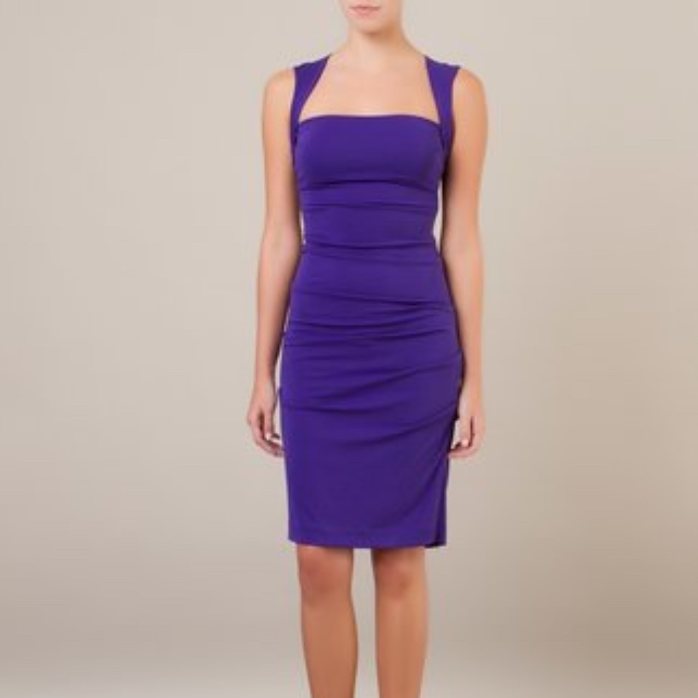 NICOLE MILLER PURPLE OPEN BACK JERSEY DRESS Sz LG